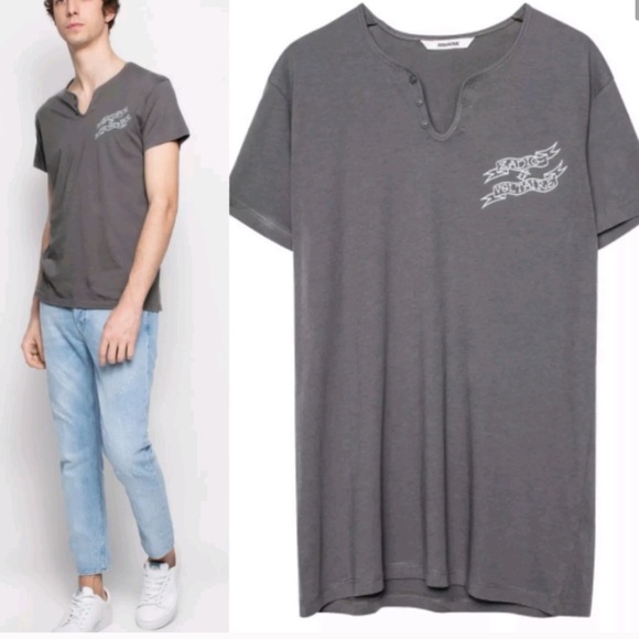 NWT Zadig & Voltaire Monastir Banner Henley Tshirt - Picture 2 of 3